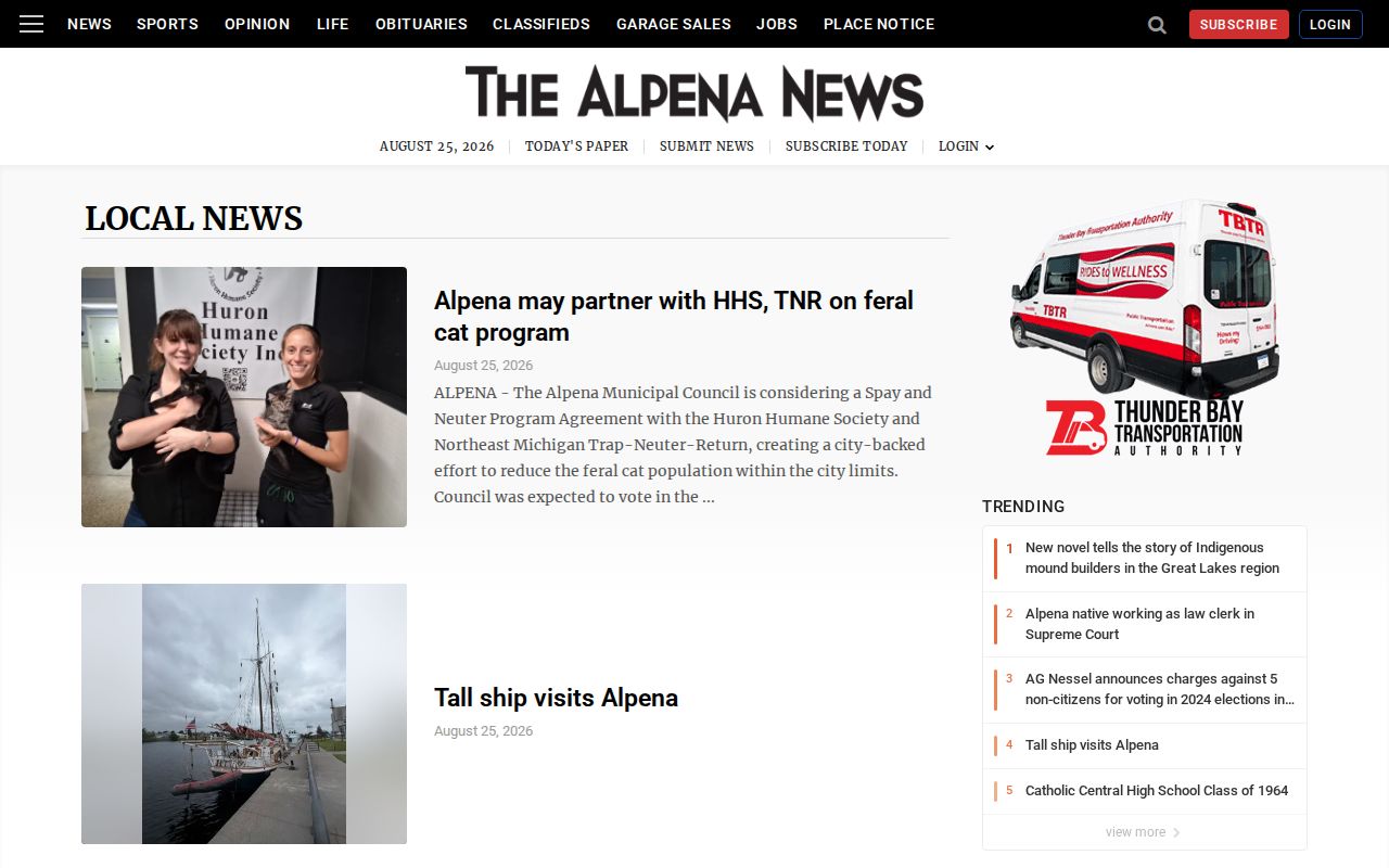 Montmorency County police reporting archive at The Alpena News
